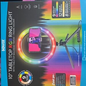 Table Top✨️Bower 10"RGB Ring Light Kit with Remote